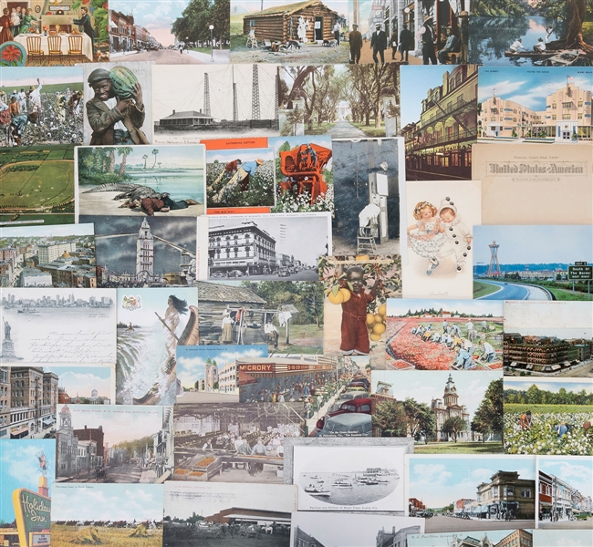  [POSTCARDS]. Massive dealer inventory of vintage U. S. post...