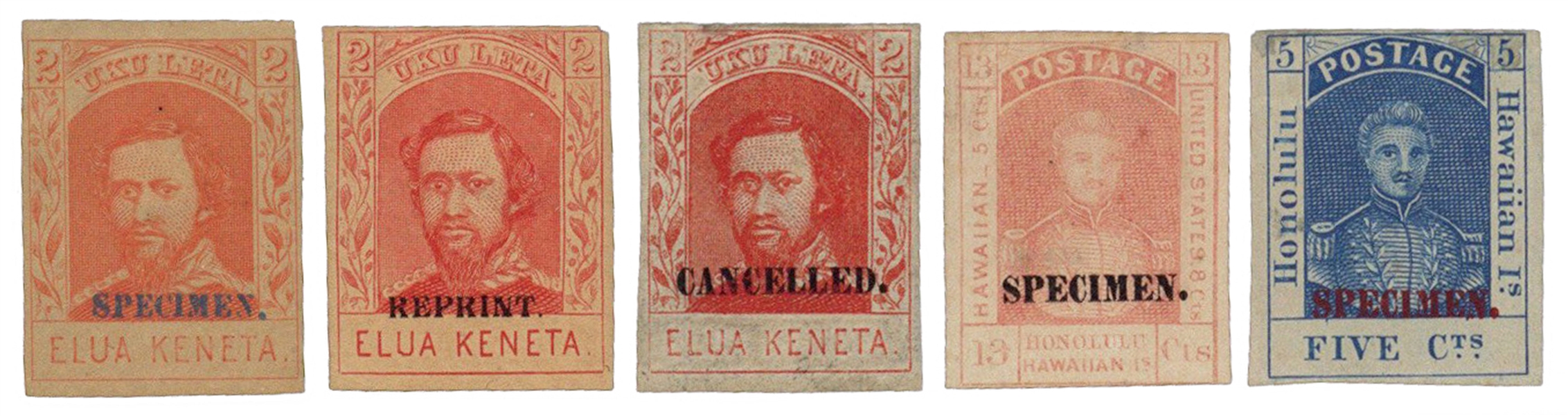  [HAWAII]. Hawaii Specimen Stamps. 1868-1889. Collection of ...