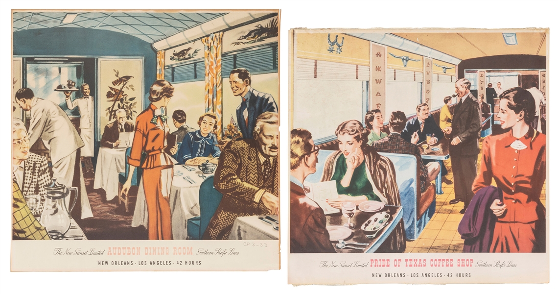  Southern Pacific Lines. Pair of Dining Car posters. 1950s. ...