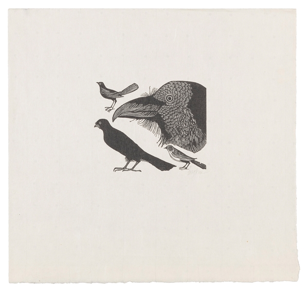  BASKIN, Leonard (American, 1922–2000). “Crows”. 1951. Wood ...