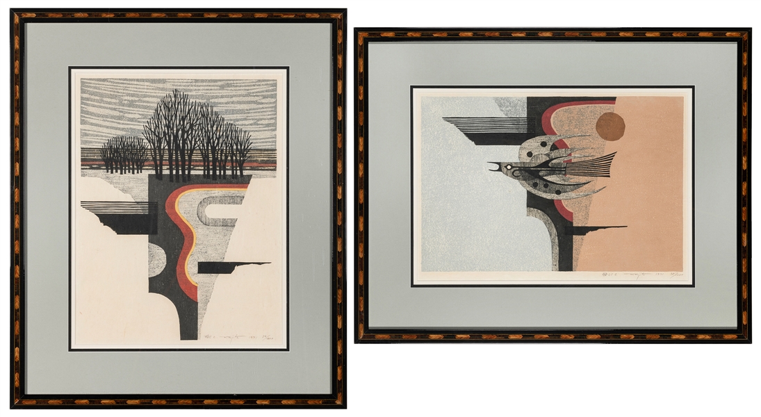  FUJITA, Fumio (b. 1933). A pair of signed woodblocks. 1971....