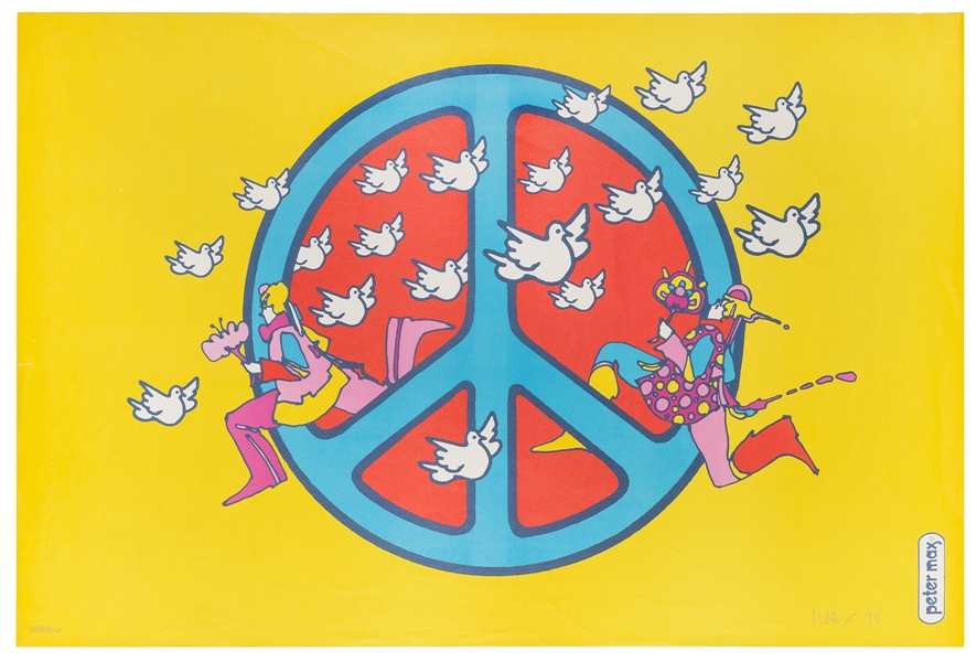  MAX, Peter (German-American, b. 1937). “Peace sign with bir...