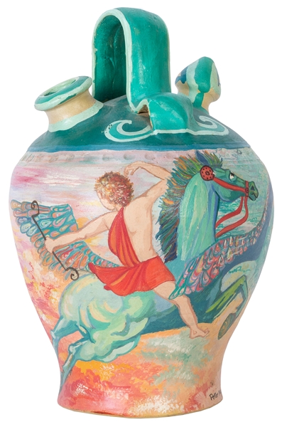  MAX, Peter (German-American, b. 1937). Hand-painted vase wi...