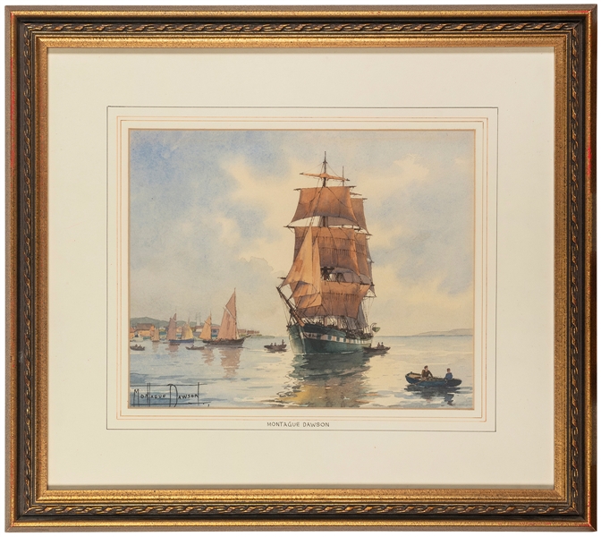  DAWSON, Montague (British, 1895-1973). Watercolor [Harbor S...