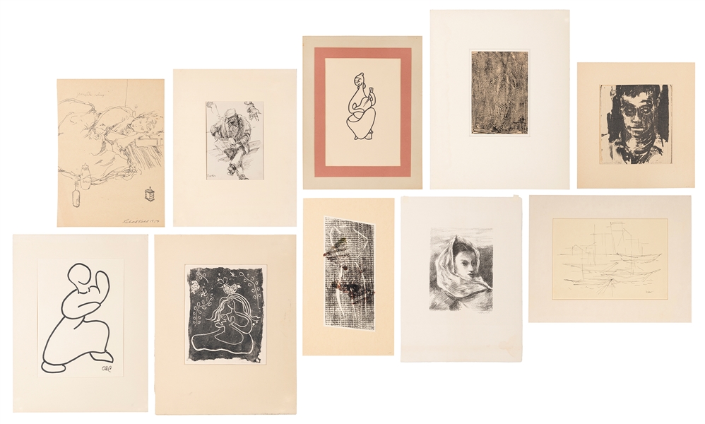  [KANSAS CITY ART INSTITUTE]. A group of 15 woodblocks, etch...