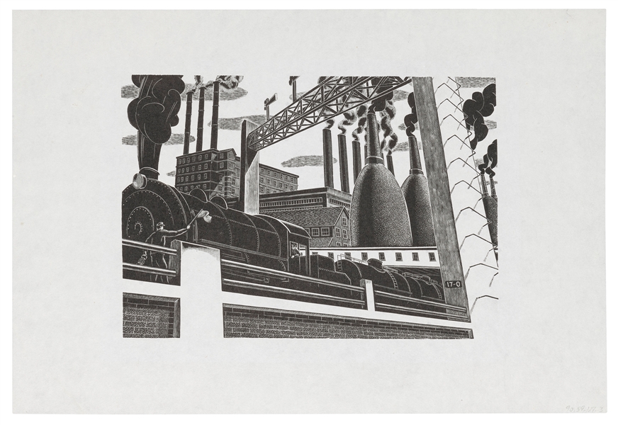  PINTO, Salvatore (American, 1905-1966). “Locomotive and Fac...