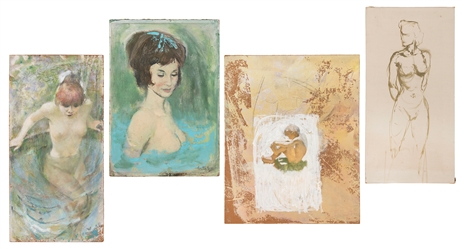  UTZ, Thornton (American, 1914-1999) Group of 4 small nude s...