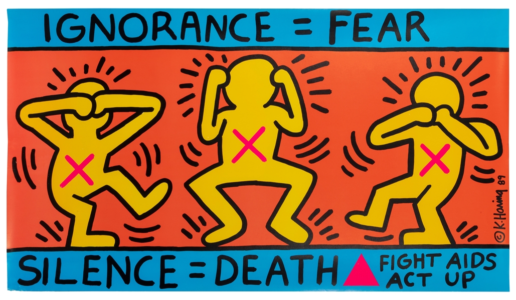  HARING, Keith (American, 1958-1990). “Ignorance = Fear Silen...