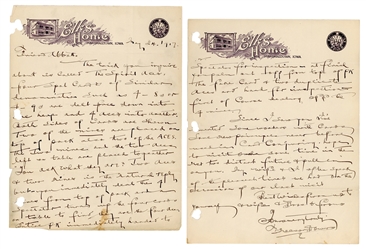  DOWNS, T. Nelson (1867-1938). Two Autograph Letters Signed ...