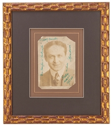  HOUDINI, Harry (Ehrich Weisz). Inscribed and Signed Portrai...
