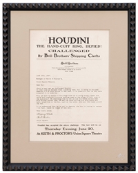  HOUDINI, Harry (Ehrich Weisz). Houdini Challenged by the Br...
