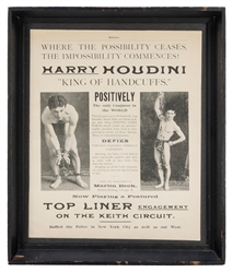  HOUDINI, Harry (1874-1926). Early Houdini Advertisement fro...