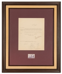  HOUDINI, Harry (1874-1926). Typed Note Signed by Houdini. B...