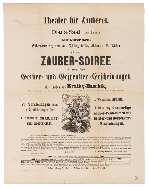  KRATKY-BASCHIK, Anton (1821-1889). Theater für Zauberei… Er...