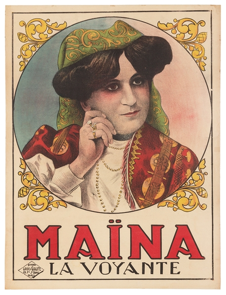  MAÏNA LA VOYANTE. Poster depicting the clairvoyant/fortune ...