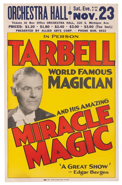  TARBELL, Harlan (1890-1960). Tarbell World Famous Magician ...