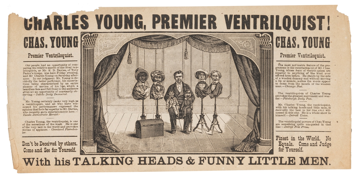  [VENTRILOQUISM]. Three advertising broadsides for Charles Y...