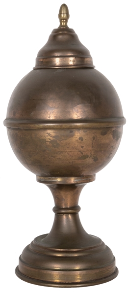  Handkerchief Burning Globe. Circa 1915. Brass vase which ex...