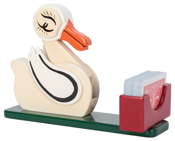  Mini Card Duck. Painted wooden duck with spring mechanism c...