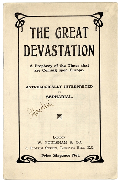  HOUDINI, Harry (Ehrich Weisz). The Great Devastation. Londo...