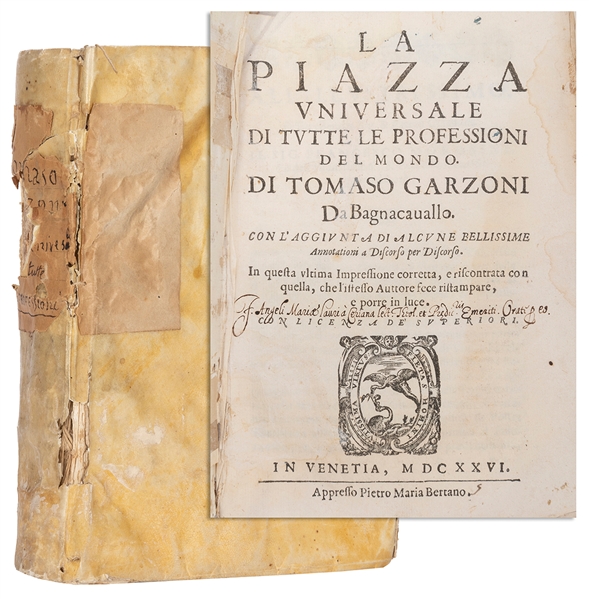  GARZONI, Tomaso (1549-1589). La Piazza Universale. Venice: ...