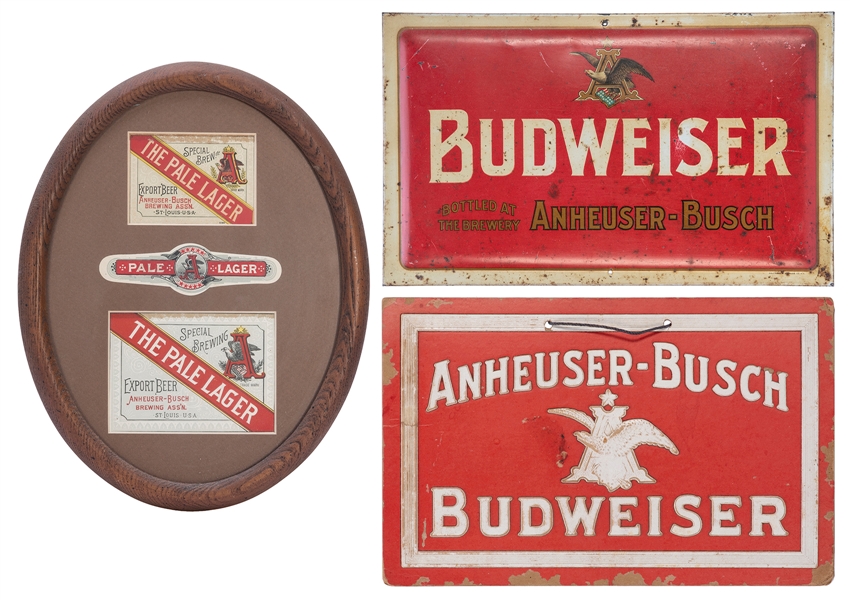  Three Anheuser-Busch small signs. Including: three Pale Lag...