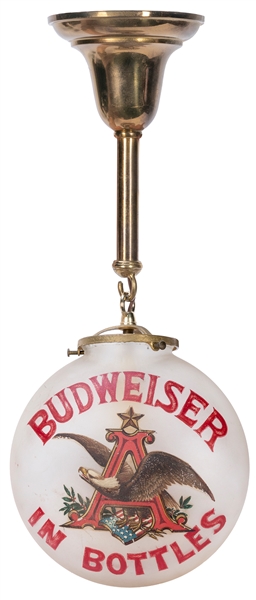  Anheuser Busch Budweiser “Drum Sign” Lamp. Painted glass la...