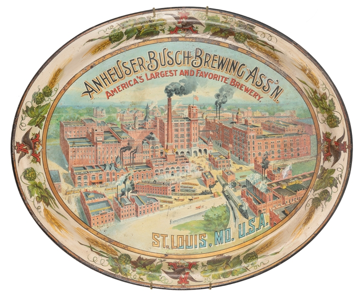  Anheuser Busch Brewery Scene Beer Tray. Coshocton, OH: Stan...