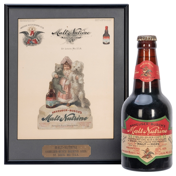  Anheuser Busch Malt Nutrine Die-Cut Card and Bottle. St. Lo...