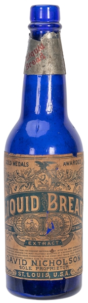  Anheuser-Busch Liquid Bread Cobalt Bottle. St. Louis: David...