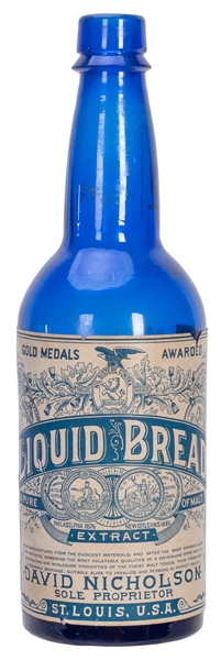  Anheuser-Busch Liquid Bread Cobalt Bottle. St. Louis: David...