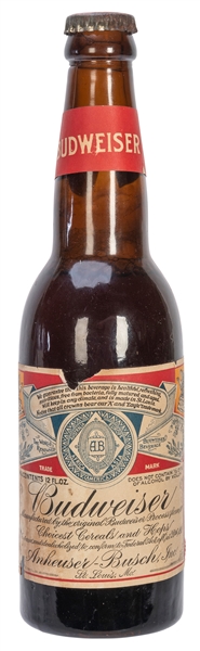  Anheuser-Busch Budweiser bottle (sealed Prohibition-era low...