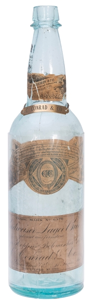  Budweiser Lager Bier bottle. Mainz: Carl Conrad & Co., [ca....