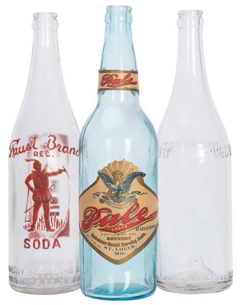  Three Anheuser-Busch-associated bottles. St. Louis [and] Wa...