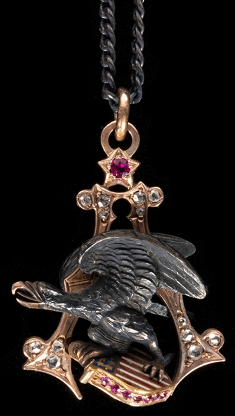  Anheuser Busch Gold, Diamond, and Ruby Pendant. Circa 1919....