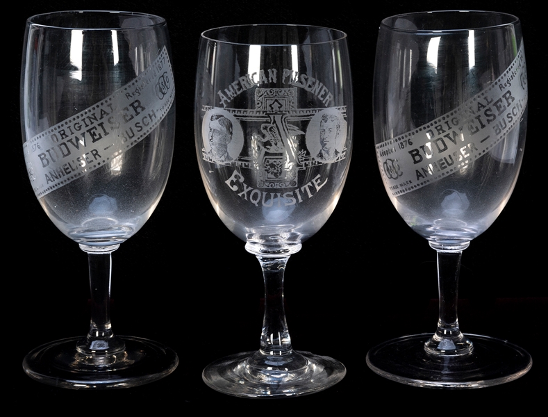  Three pre-Prohibition stemware glasses. [N.p. n.d., ca. 190...