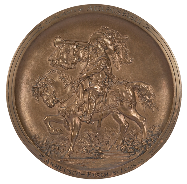  Compliments of Adolphus Busch Bronze Plaque. New York: Henr...