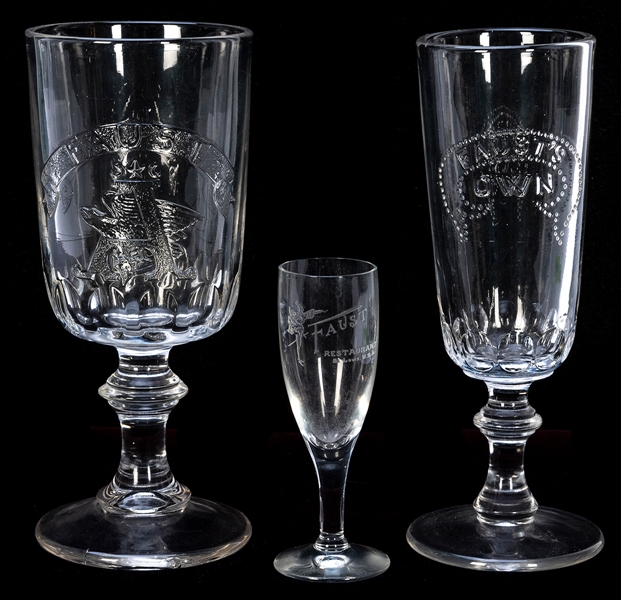  FAUST, Tony (1836-1906). Three Faust Glasses. Circa 1900s. ...