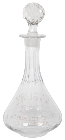  FAUST, Tony (1836 - 1906). Faust’s Own Whiskey Bottle. Phil...