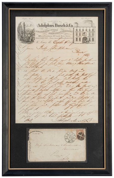  BUSCH, Adolphus (German-American, 1839-1913). Autograph Let...