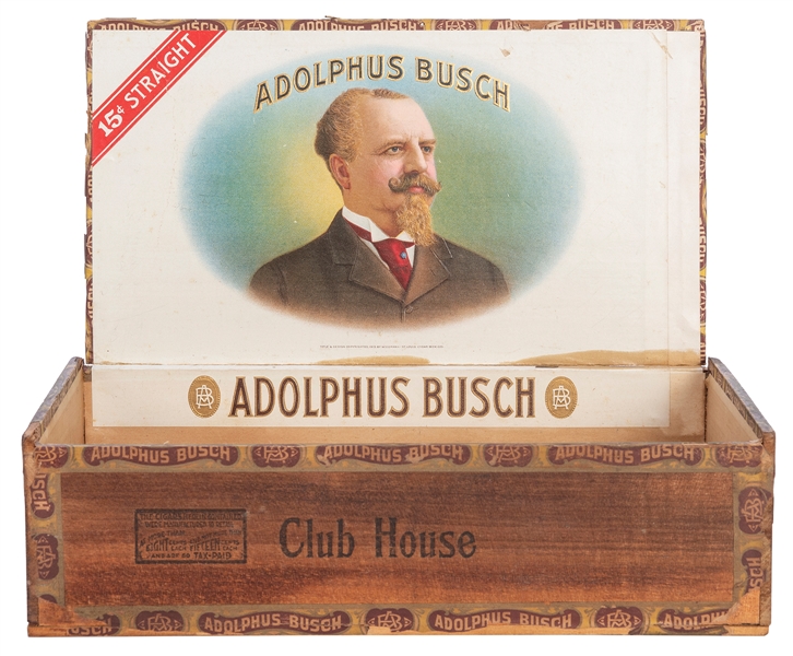  BUSCH, Adolphus (1839-1913). Club House Cigar Box. St. Loui...