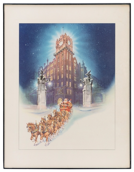  Anheuser-Busch / Budweiser Christmas Print. Framed color Ch...