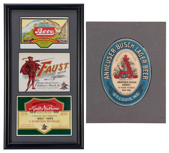  Four Anheuser Busch Labels. Circa 1910s. Includes Bevo the ...