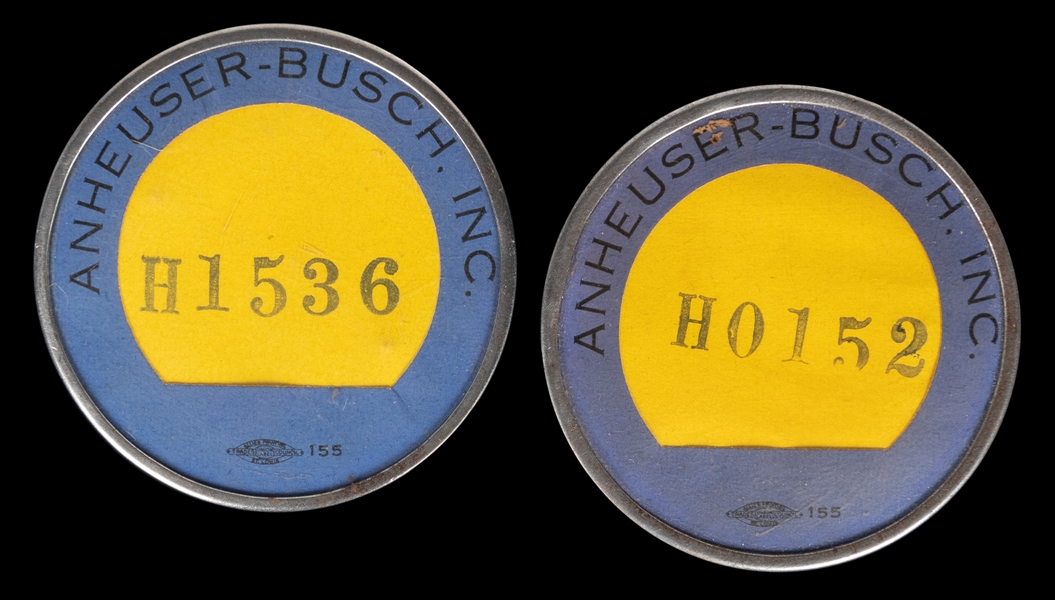  Two Anheuser Busch Employee Badges. Rochester, NY: Bastian ...