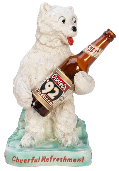  Oertel’s ’92 Beer advertising figure. Painted ceramic polar...