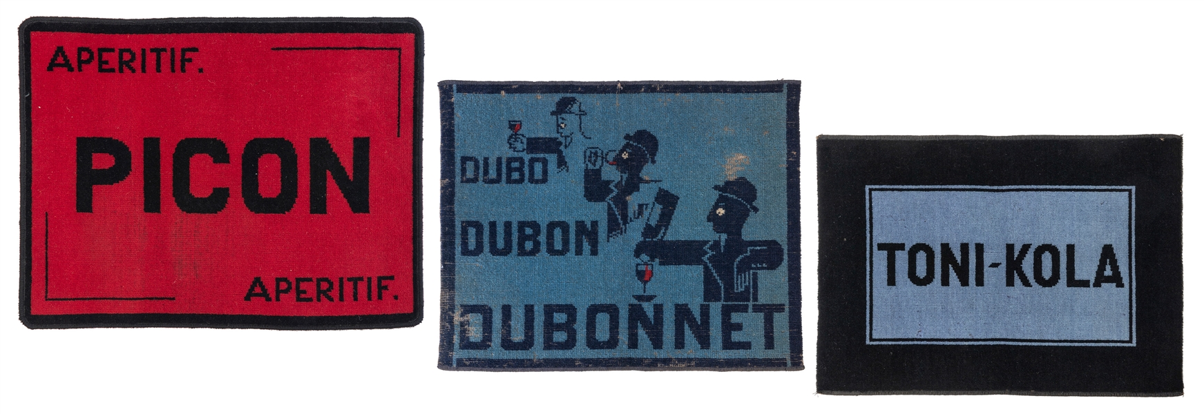  Three aperitif advertising mats. French, ca. 1930s/40s. Thr...