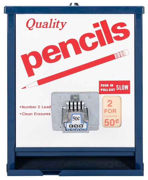  “Quality Pencils” Coin-Operated Pencil Vending Machine. [N....