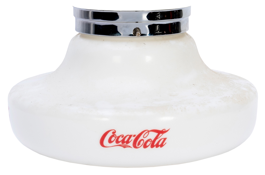  Coca-Cola Milk Glass Light Shade. Circa 1930s. White milk-g...