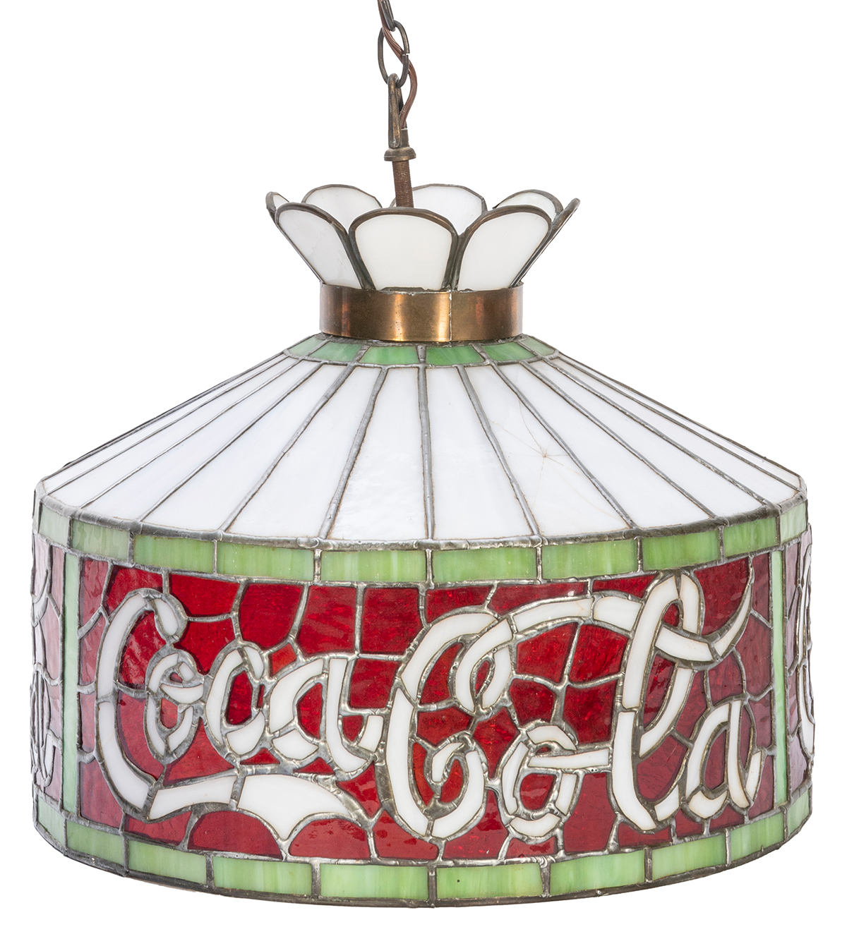 Lot Detail - Coca-Cola Hanging Lamp. Circa 1920s. Stained glass lamp adv...