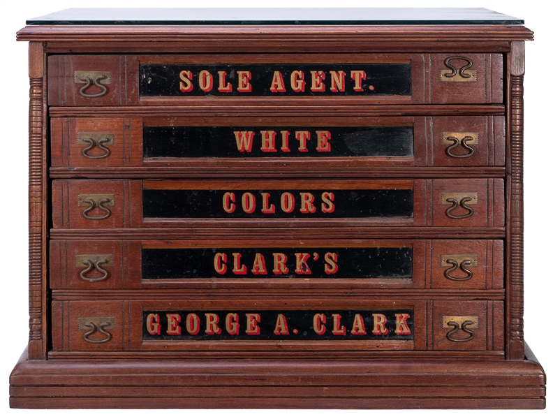  Clark’s Spool Thread Counter Cabinet. Newark, New Jersey: C...